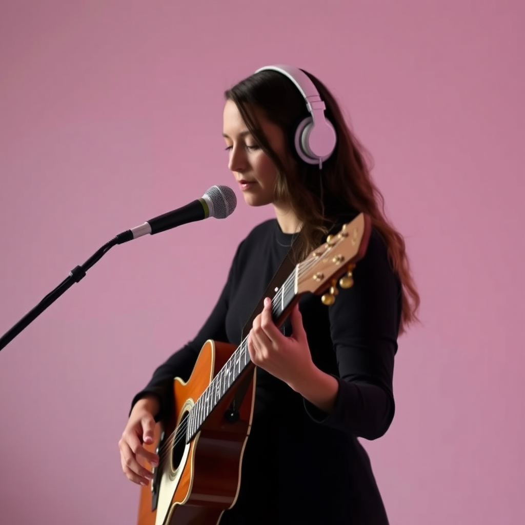 Aluna em prática de música moderna